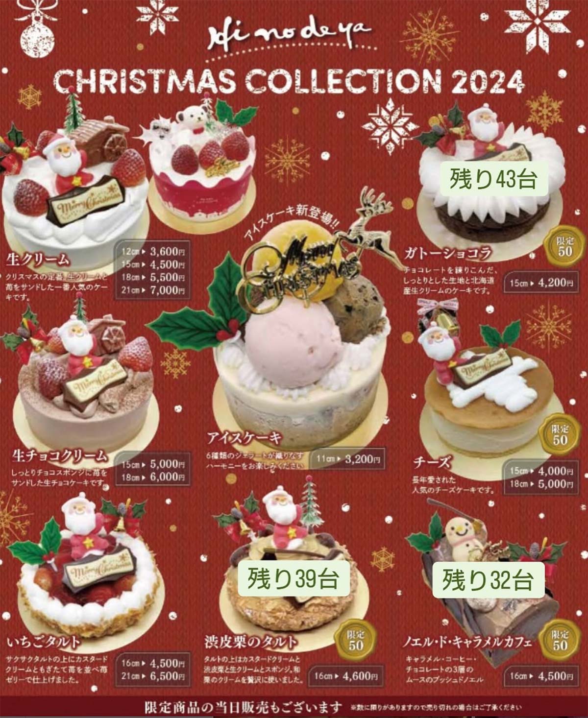 クリスマスケーキのご予約状況に関してのお知らせ